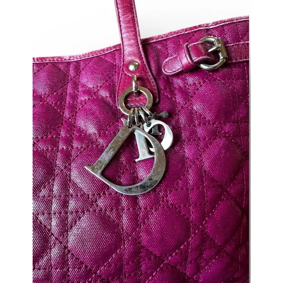 Christian Dior Cannage Panarea Magenta Quilted Tote Bag w/ COA - Picture 2 of 16